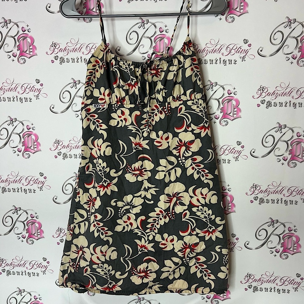 Roxy dress flowers tropical vintage hawaiin printed milkmaid Floral Print